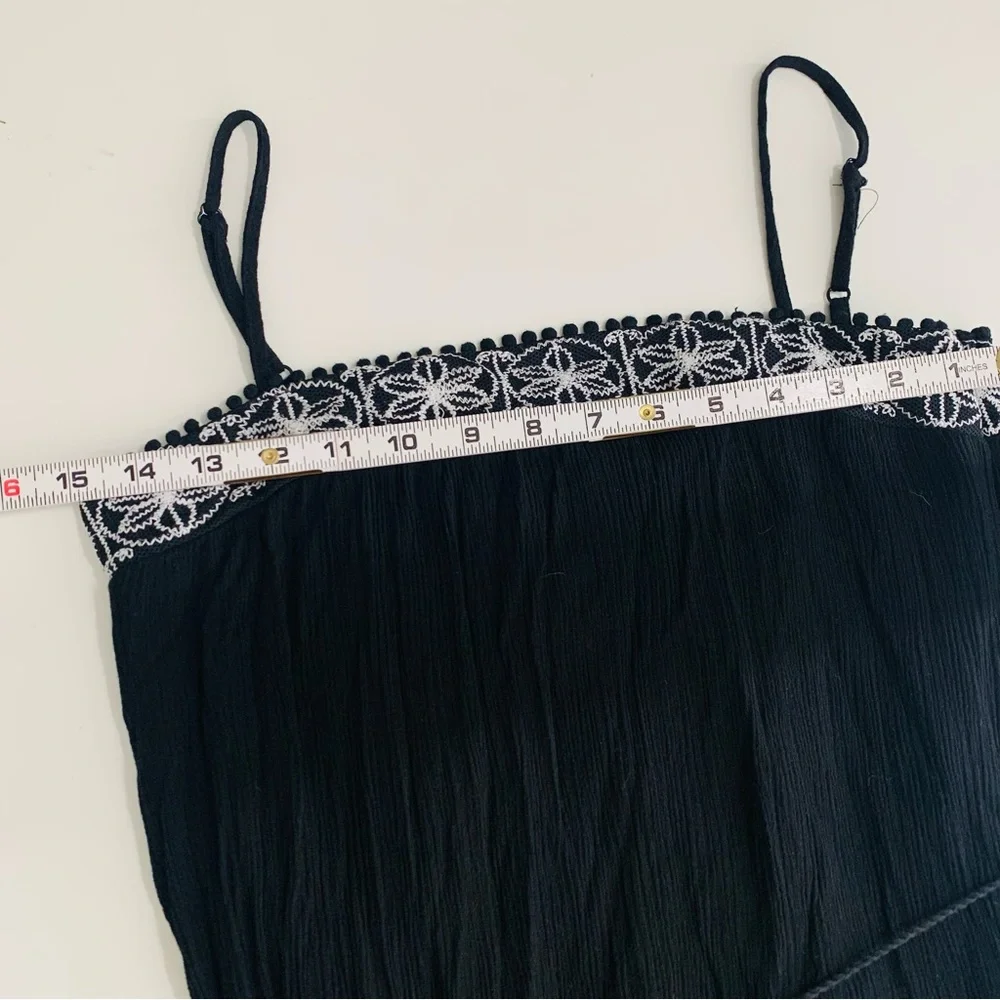 Lulu's Rockaway Beach Maxi Sundress in Black Size Small Embroidered Gauzy